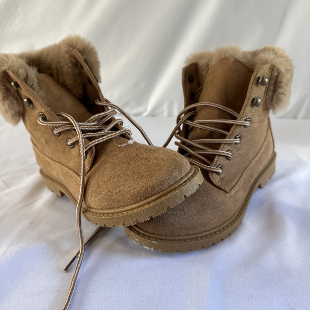 Rock‎ and Candy Womens Tan Lamar Faux Fur Boots size 7